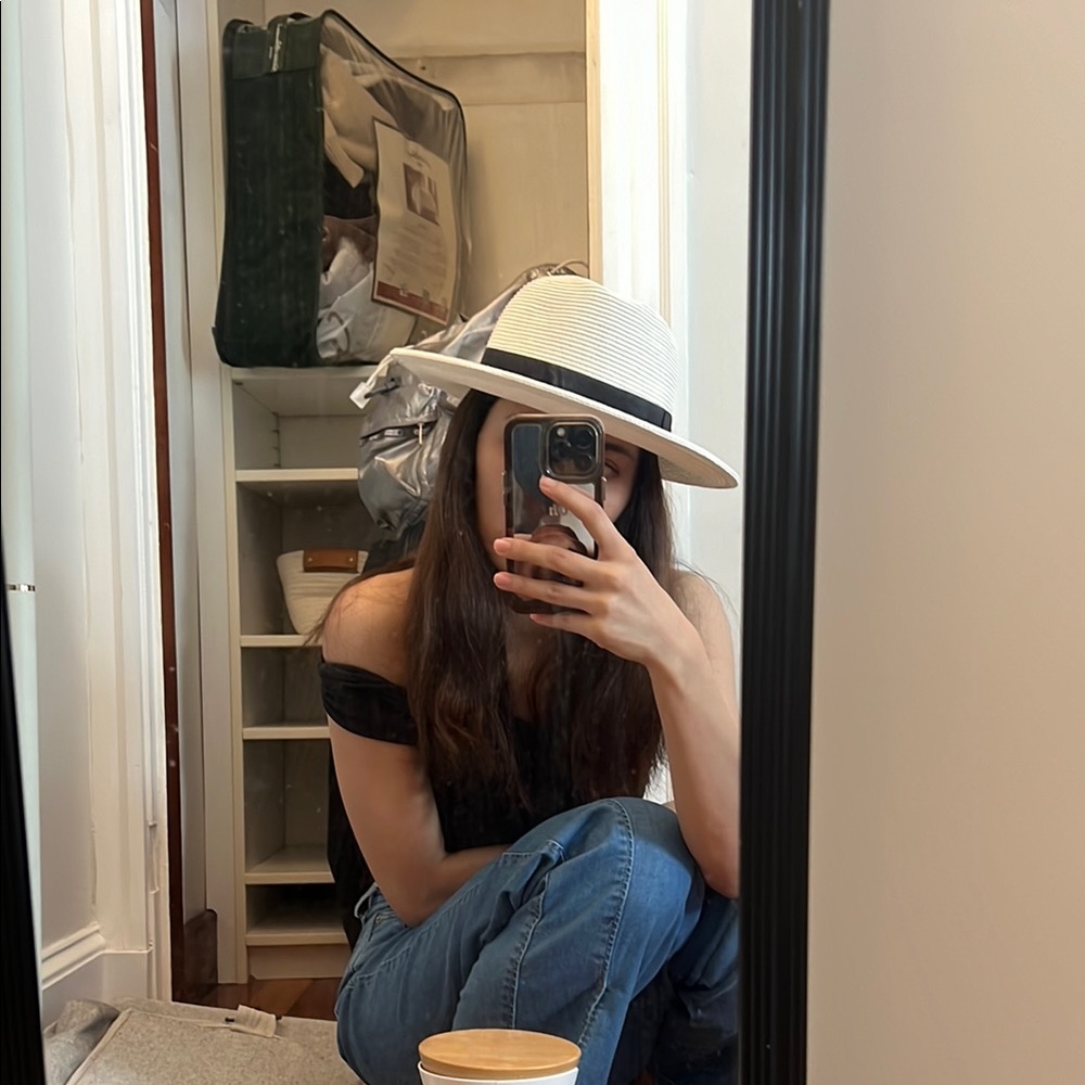 Elegant White and Black Women's Sun Hat